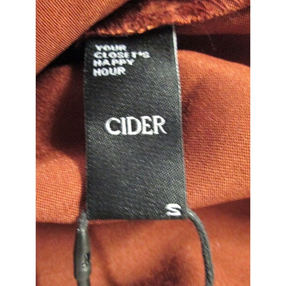 CIDER Rust Crepe Satin Sleeveless Dress Asymmetrical Hem Pleated Poly Span R21 - Picture 6 of 11